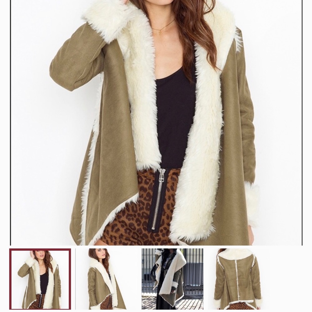 Unif army green faux fur coat